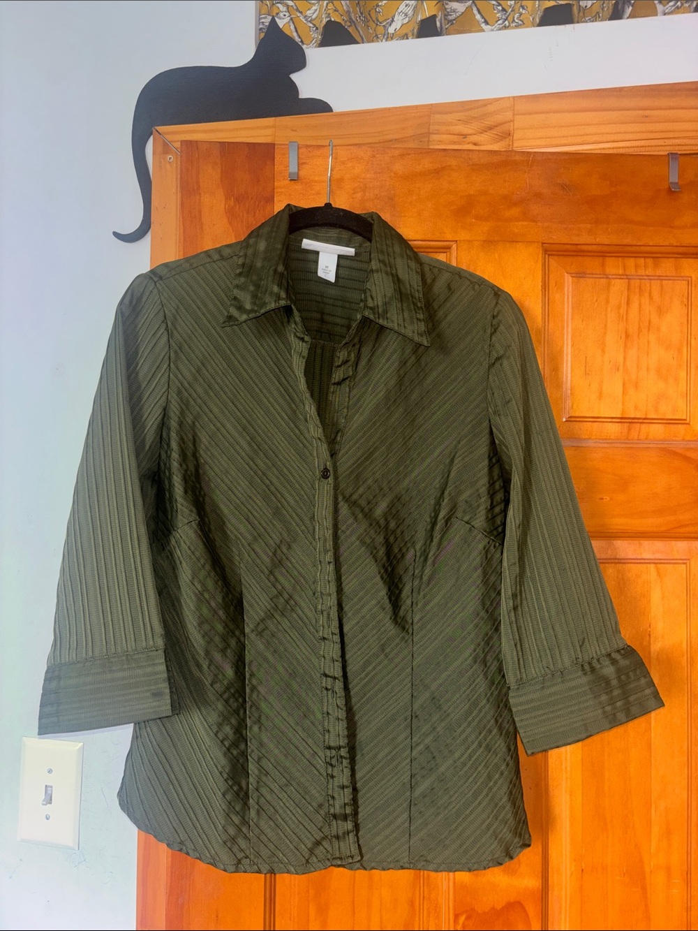 dressbarn forest green 3/4 sleeve blouse